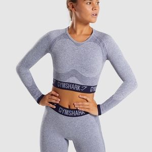 NWOT Gymshark Flex Long Sleeve Crop - Steel Blue